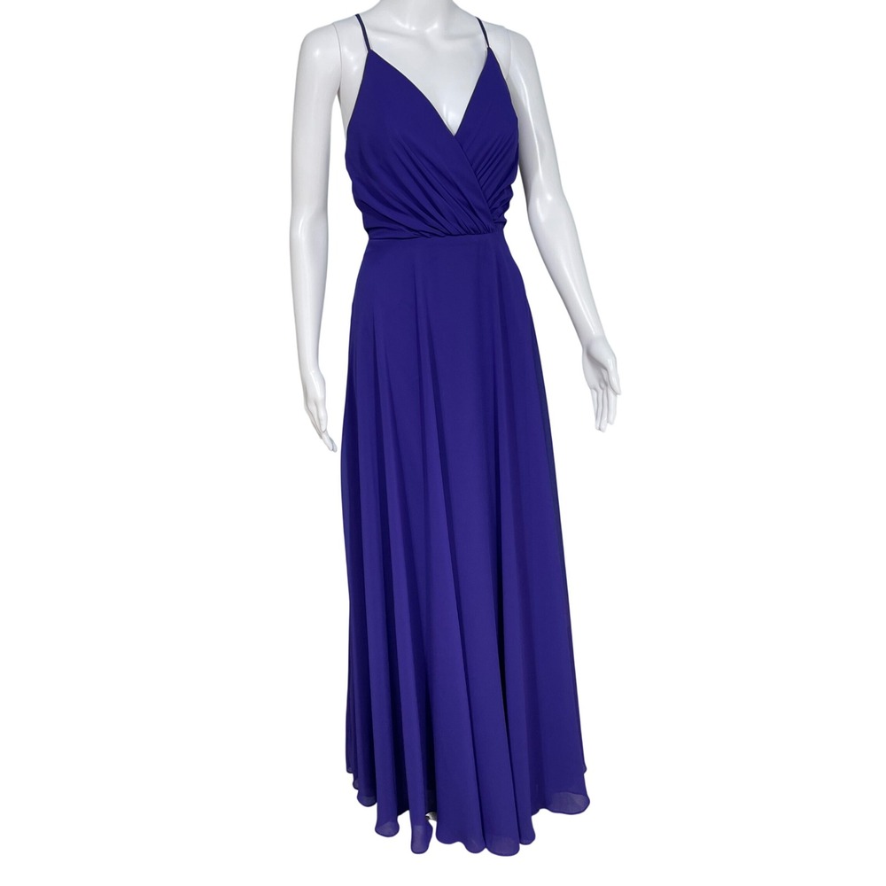 David's Bridal Deep Purple Spaghetti Strap Maxi Dress